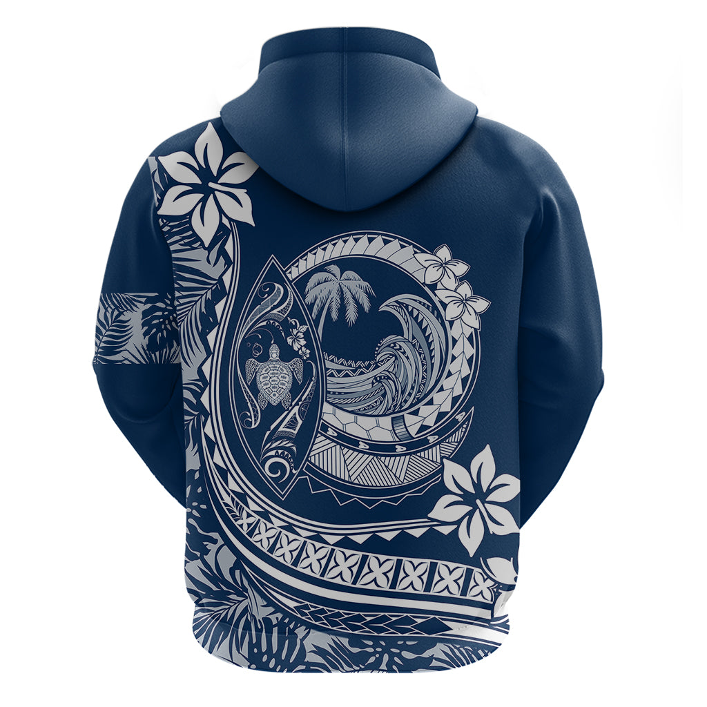 Polynesian Plumeria Hoodie Ride The Waves Navy Blue LT7 - Polynesian Pride