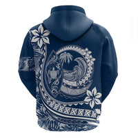 Polynesian Plumeria Hoodie Ride The Waves Navy Blue LT7 - Polynesian Pride