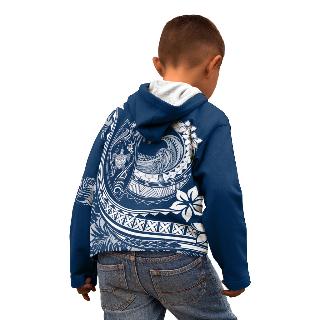 Polynesian Plumeria Kid Hoodie Ride The Waves - Navy Blue LT7 - Polynesian Pride
