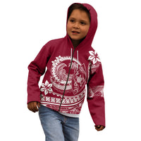 Polynesian Plumeria Kid Hoodie Ride The Waves - Burgundy LT7 - Polynesian Pride