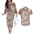 Polynesian Plumeria Couples Matching Off The Shoulder Long Sleeve Dress and Hawaiian Shirt Ride The Waves - Beige LT7 Beige - Polynesian Pride