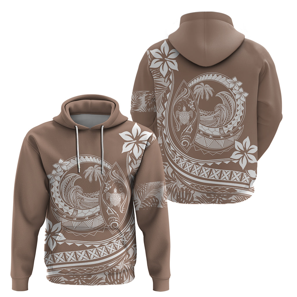 Polynesian Plumeria Hoodie Ride The Waves Beige LT7 - Polynesian Pride