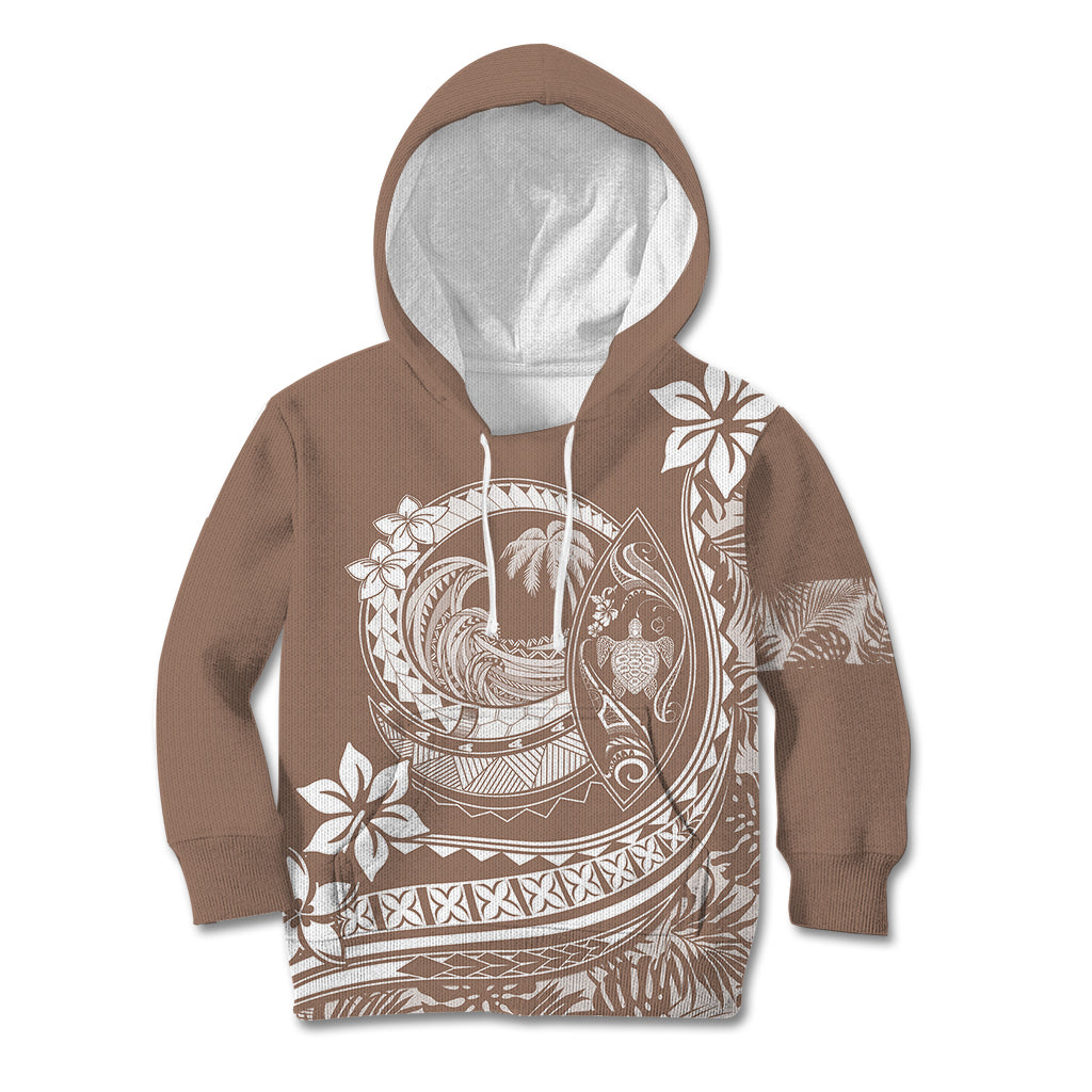 Polynesian Plumeria Kid Hoodie Ride The Waves - Beige LT7 Hoodie Beige - Polynesian Pride