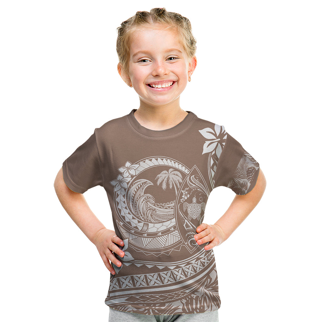 Polynesian Plumeria Kid T Shirt Ride The Waves - Beige LT7 Beige - Polynesian Pride