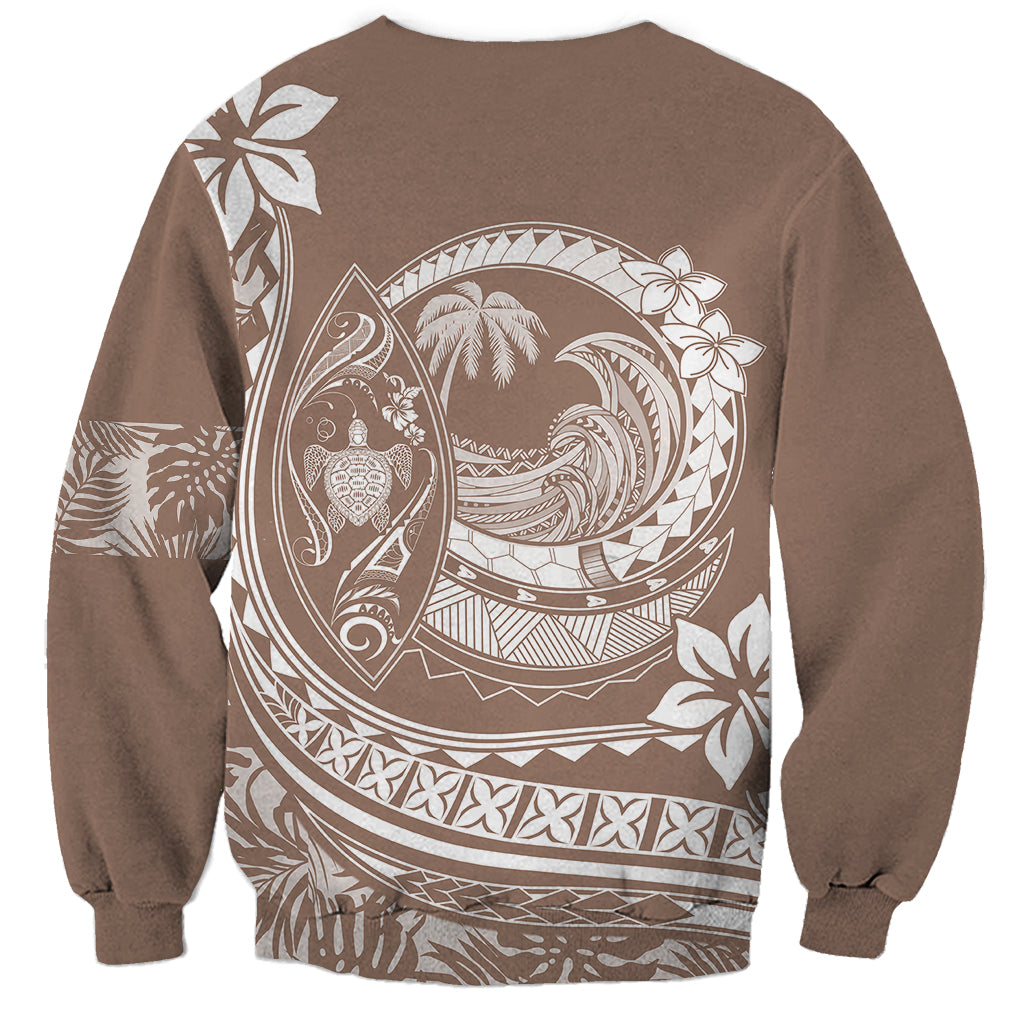 Polynesian Plumeria Sweatshirt Ride The Waves - Beige LT7 - Polynesian Pride