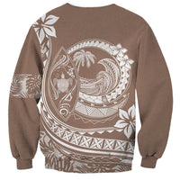 Polynesian Plumeria Sweatshirt Ride The Waves - Beige LT7 - Polynesian Pride