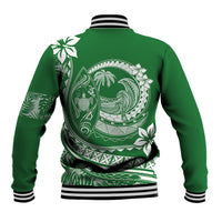 Polynesian Plumeria Baseball Jacket Ride The Waves - Green LT7 - Polynesian Pride