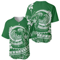 Polynesian Plumeria Baseball Jersey Ride The Waves - Green LT7 - Polynesian Pride