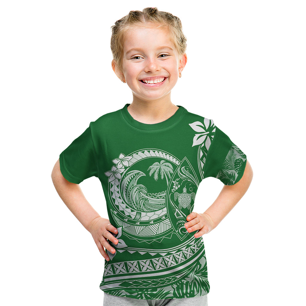 Polynesian Plumeria Kid T Shirt Ride The Waves - Green LT7 Green - Polynesian Pride