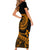 Polynesian Plumeria Short Sleeve Bodycon Dress Ride The Waves - Orange LT7 - Polynesian Pride