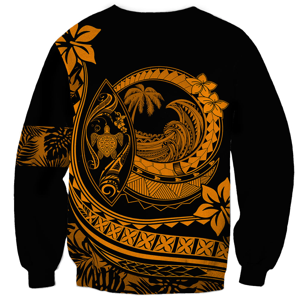 Polynesian Plumeria Sweatshirt Ride The Waves - Orange LT7 - Polynesian Pride