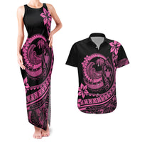 Polynesian Plumeria Couples Matching Tank Maxi Dress And Hawaiian Shirt Ride The Waves - Pink LT7 Pink - Polynesian Pride