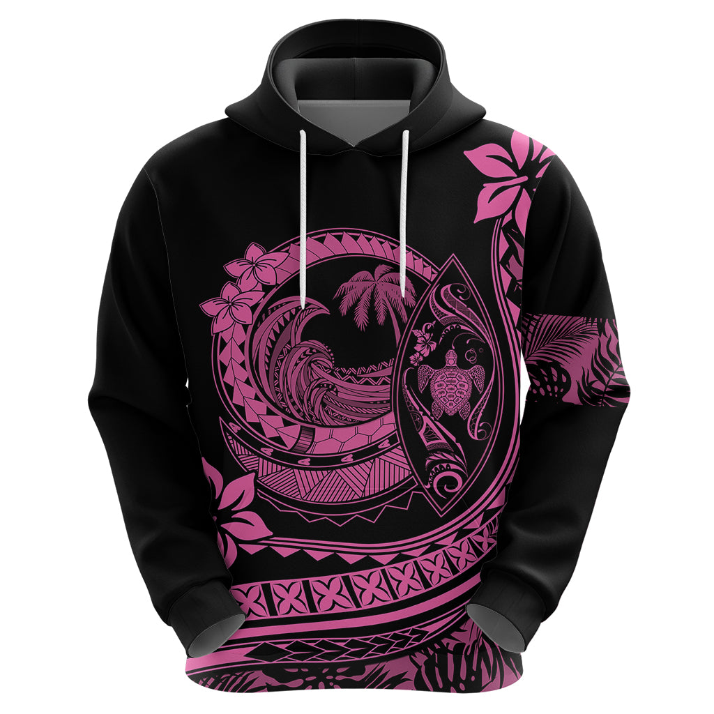 Polynesian Plumeria Hoodie Ride The Waves Pink LT7 - Polynesian Pride