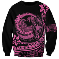 Polynesian Plumeria Sweatshirt Ride The Waves - Pink LT7 Unisex Pink - Polynesian Pride