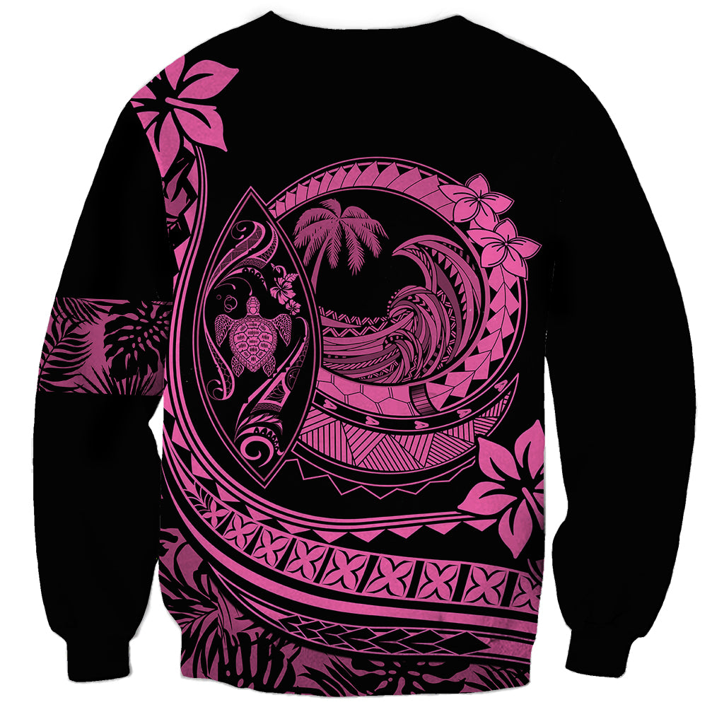Polynesian Plumeria Sweatshirt Ride The Waves - Pink LT7 - Polynesian Pride