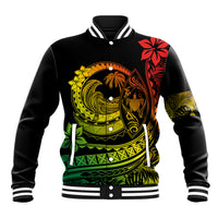 Polynesian Plumeria Baseball Jacket Ride The Waves - Reggae LT7 Unisex Reggae - Polynesian Pride