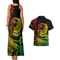 Polynesian Plumeria Couples Matching Tank Maxi Dress And Hawaiian Shirt Ride The Waves - Reggae LT7 - Polynesian Pride