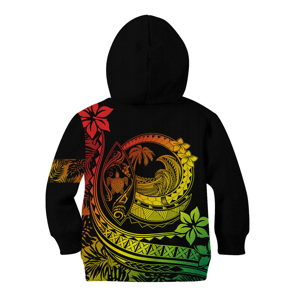 Polynesian Plumeria Kid Hoodie Ride The Waves - Reggae LT7 - Polynesian Pride