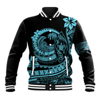 Polynesian Plumeria Baseball Jacket Ride The Waves - Turquoise LT7 Unisex Turquoise - Polynesian Pride
