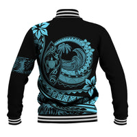 Polynesian Plumeria Baseball Jacket Ride The Waves - Turquoise LT7 - Polynesian Pride