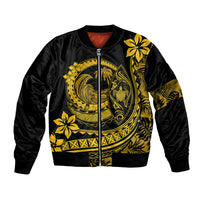 Polynesian Plumeria Bomber Jacket Ride The Waves - Yellow LT7 Unisex Yellow - Polynesian Pride