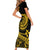 Polynesian Plumeria Short Sleeve Bodycon Dress Ride The Waves - Yellow LT7 - Polynesian Pride