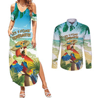 Aloha Hawaii It's 5 o'clock Somewhere Couples Matching Summer Maxi Dress and Long Sleeve Button Shirt - Polynesian Pride