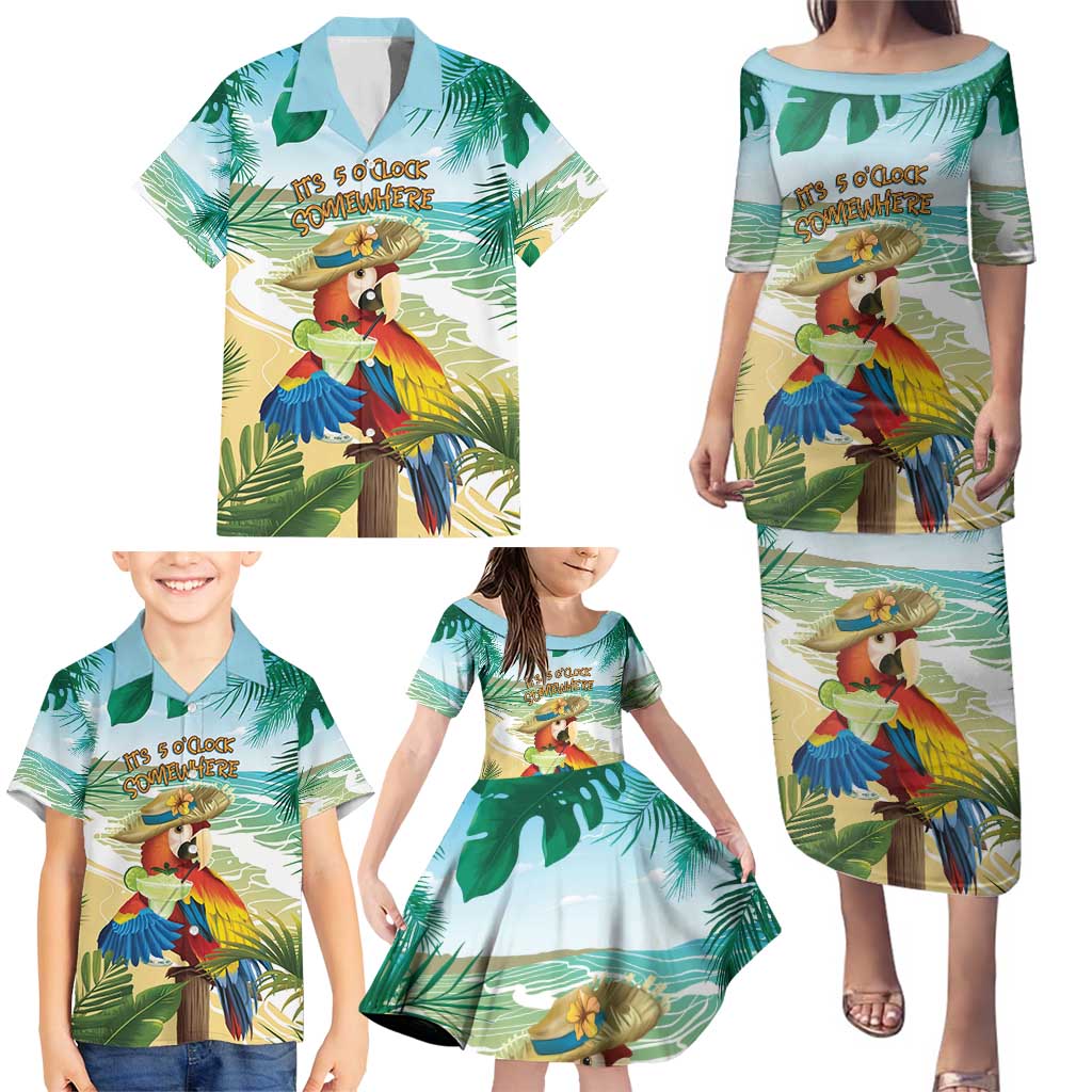 Aloha Hawaii It's 5 o'clock Somewhere Family Matching Puletasi and Hawaiian Shirt - Polynesian Pride