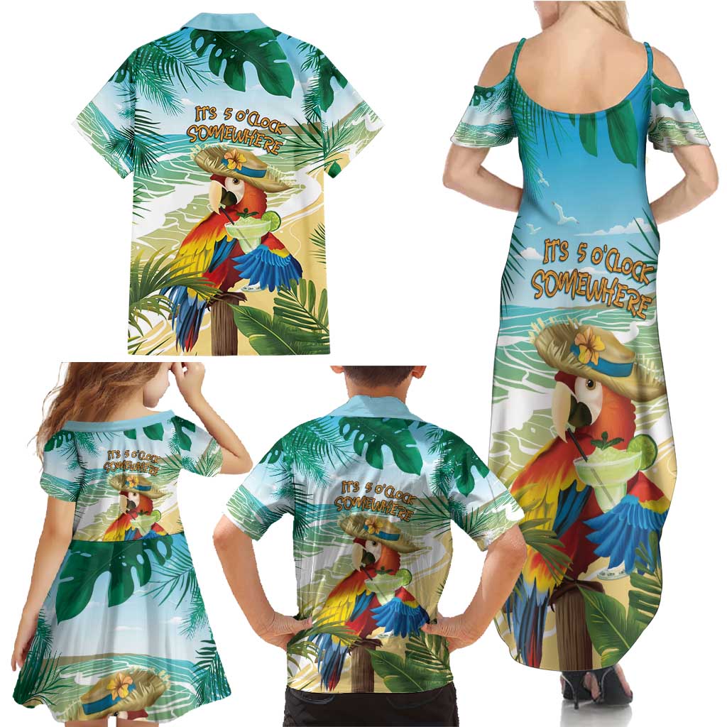 Aloha Hawaii It's 5 o'clock Somewhere Family Matching Summer Maxi Dress and Hawaiian Shirt - Polynesian Pride