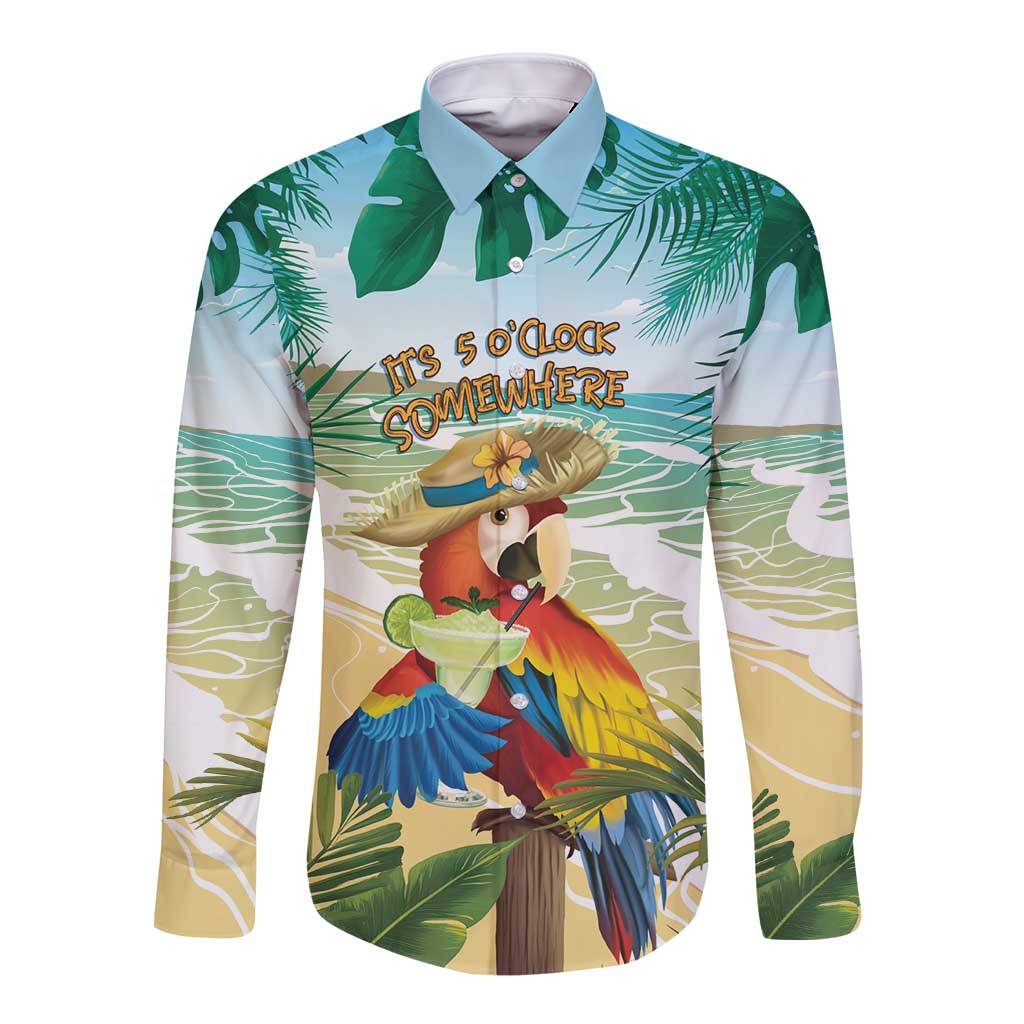 Aloha Hawaii It's 5 o'clock Somewhere Long Sleeve Button Shirt - Polynesian Pride