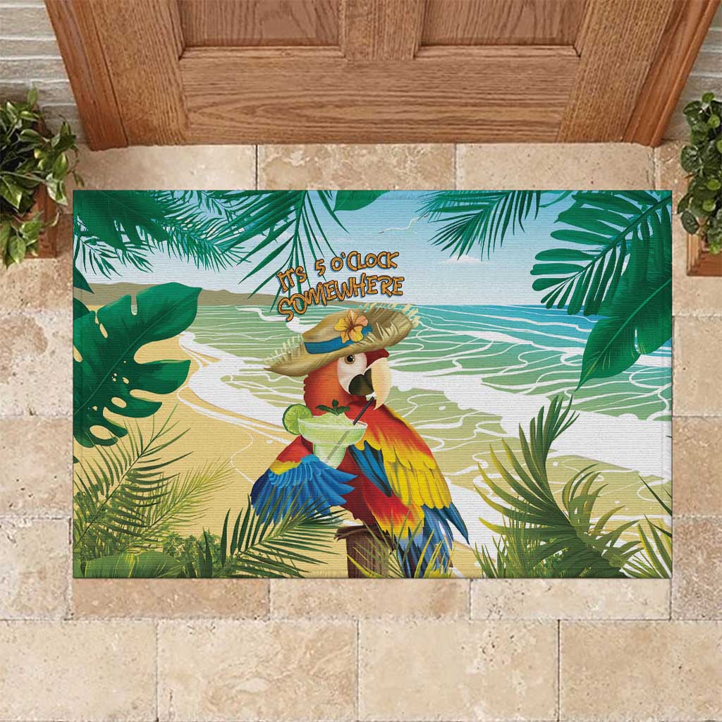 Aloha Hawaii It's 5 o'clock Somewhere Rubber Doormat - Polynesian Pride