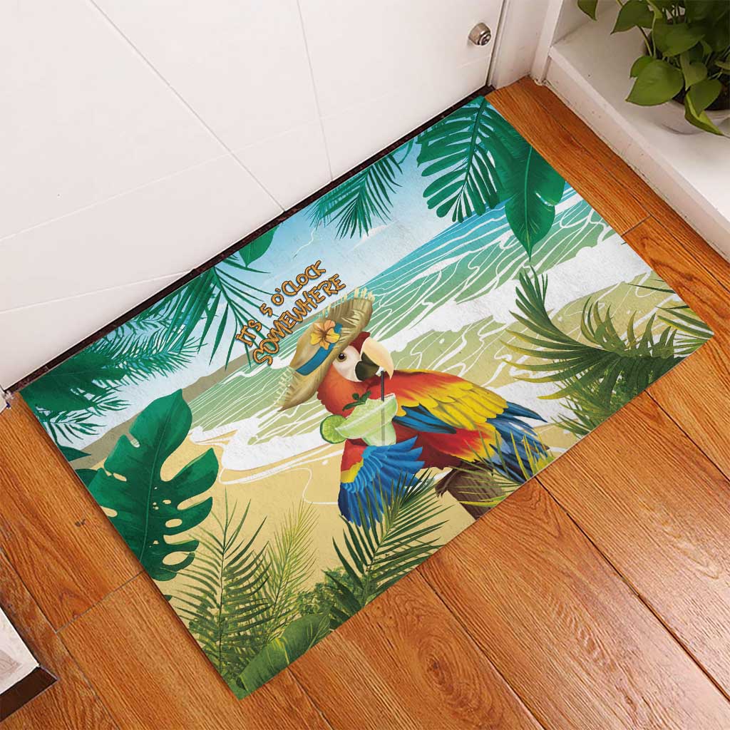 Aloha Hawaii It's 5 o'clock Somewhere Rubber Doormat - Polynesian Pride