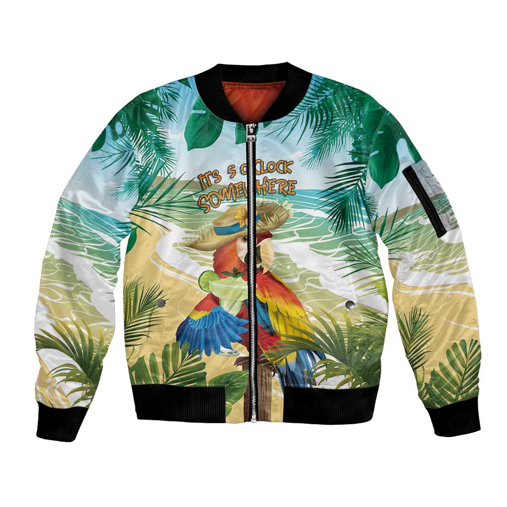 Aloha Hawaii It's 5 o'clock Somewhere Sleeve Zip Bomber Jacket - Polynesian Pride
