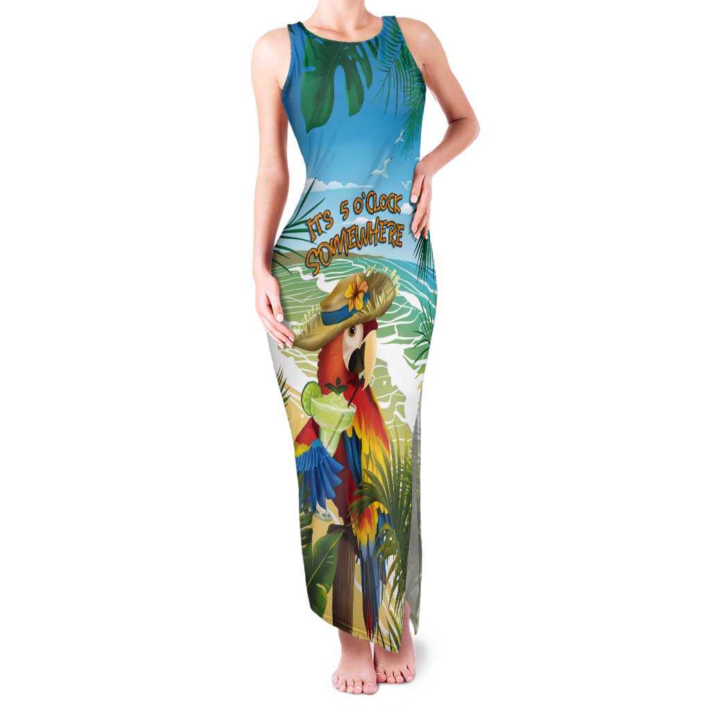 Aloha Hawaii It's 5 o'clock Somewhere Tank Maxi Dress LT7 Women Blue - Polynesian Pride