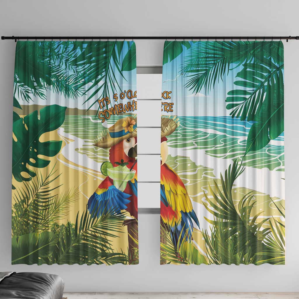 Aloha Hawaii It's 5 o'clock Somewhere Window Curtain LT7 With Hooks Blue - Polynesian Pride