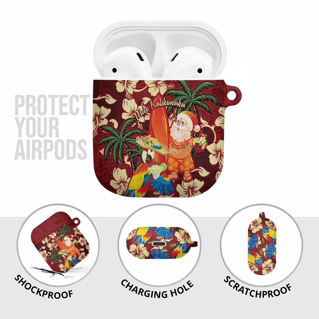 Crimson Red Tropical Christmas Hawaii Tapa AirPods Case Aloha Santa Drink Party - Polynesian Pride