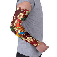Crimson Red Tropical Christmas Hawaii Tapa Arm Sleeves Aloha Santa Drink Party - Polynesian Pride