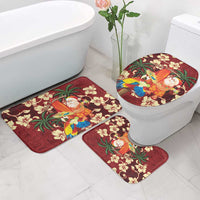 Crimson Red Tropical Christmas Hawaii Tapa Bathroom Set Aloha Santa Drink Party - Polynesian Pride