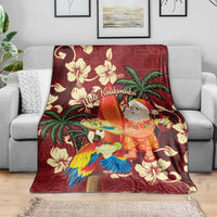 Crimson Red Tropical Christmas Hawaii Tapa Blanket Aloha Santa Drink Party - Polynesian Pride