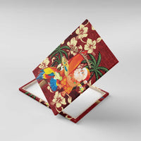 Crimson Red Tropical Christmas Hawaii Tapa Canvas Wall Art Aloha Santa Drink Party - Polynesian Pride