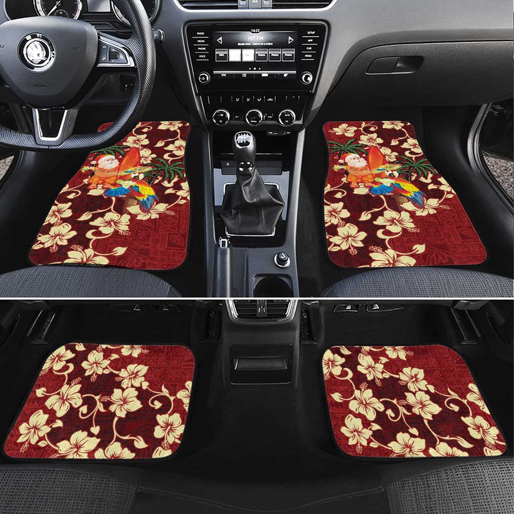 Crimson Red Tropical Christmas Hawaii Tapa Car Mats Aloha Santa Drink Party - Polynesian Pride
