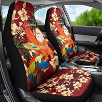 Crimson Red Tropical Christmas Hawaii Tapa Car Seat Cover Aloha Santa Drink Party - Polynesian Pride