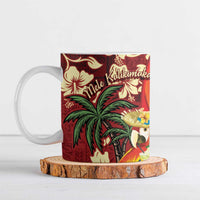 Crimson Red Tropical Christmas Hawaii Tapa Ceramic Mug Aloha Santa Drink Party - Polynesian Pride