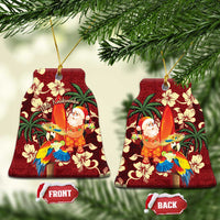 Crimson Red Tropical Christmas Hawaii Tapa Ceramic Ornament Aloha Santa Drink Party - Polynesian Pride
