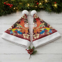 Crimson Red Tropical Christmas Hawaii Tapa Christmas Santa Hat Aloha Santa Drink Party - Polynesian Pride