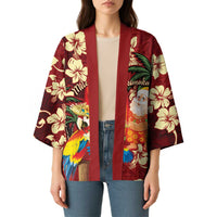 Crimson Red Tropical Christmas Hawaii Tapa Kimono Aloha Santa Drink Party - Polynesian Pride
