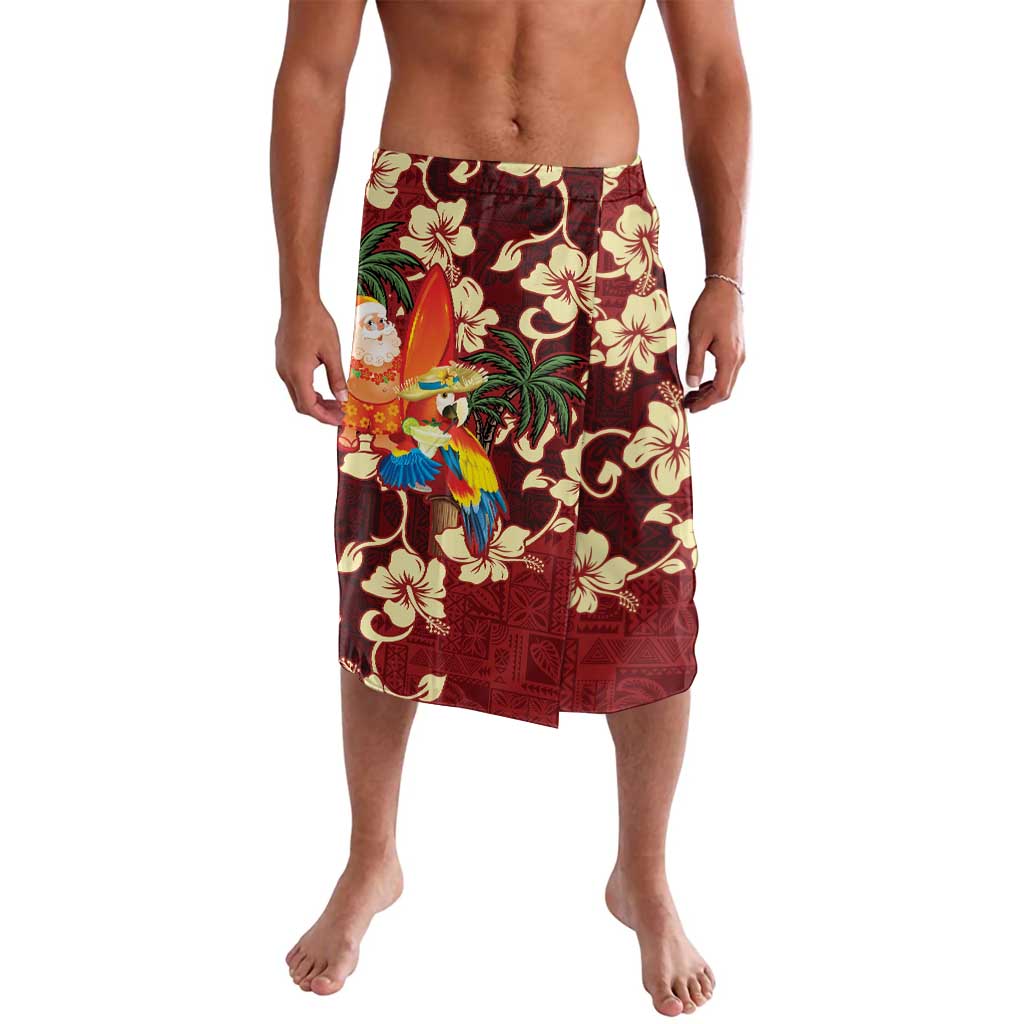 Crimson Red Tropical Christmas Hawaii Tapa Lavalava Aloha Santa Drink Party - Polynesian Pride