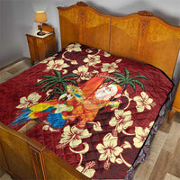 Crimson Red Tropical Christmas Hawaii Tapa Quilt Aloha Santa Drink Party - Polynesian Pride