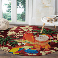 Crimson Red Tropical Christmas Hawaii Tapa Round Carpet Aloha Santa Drink Party - Polynesian Pride