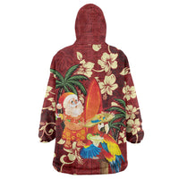 Crimson Red Tropical Christmas Hawaii Tapa Wearable Blanket Hoodie Aloha Santa Drink Party - Polynesian Pride